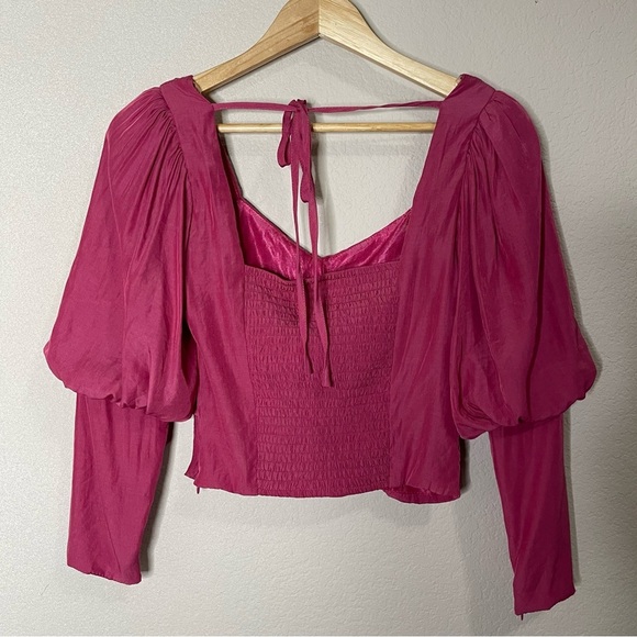 Do+Be Puff Sleeve Ruched Pink Top Size Small - Picture 2 of 7